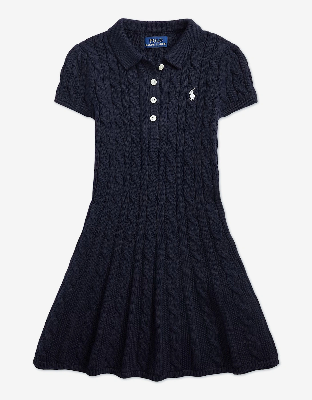 Girls Classic Cable Day Dress in Navy, 5 of 4