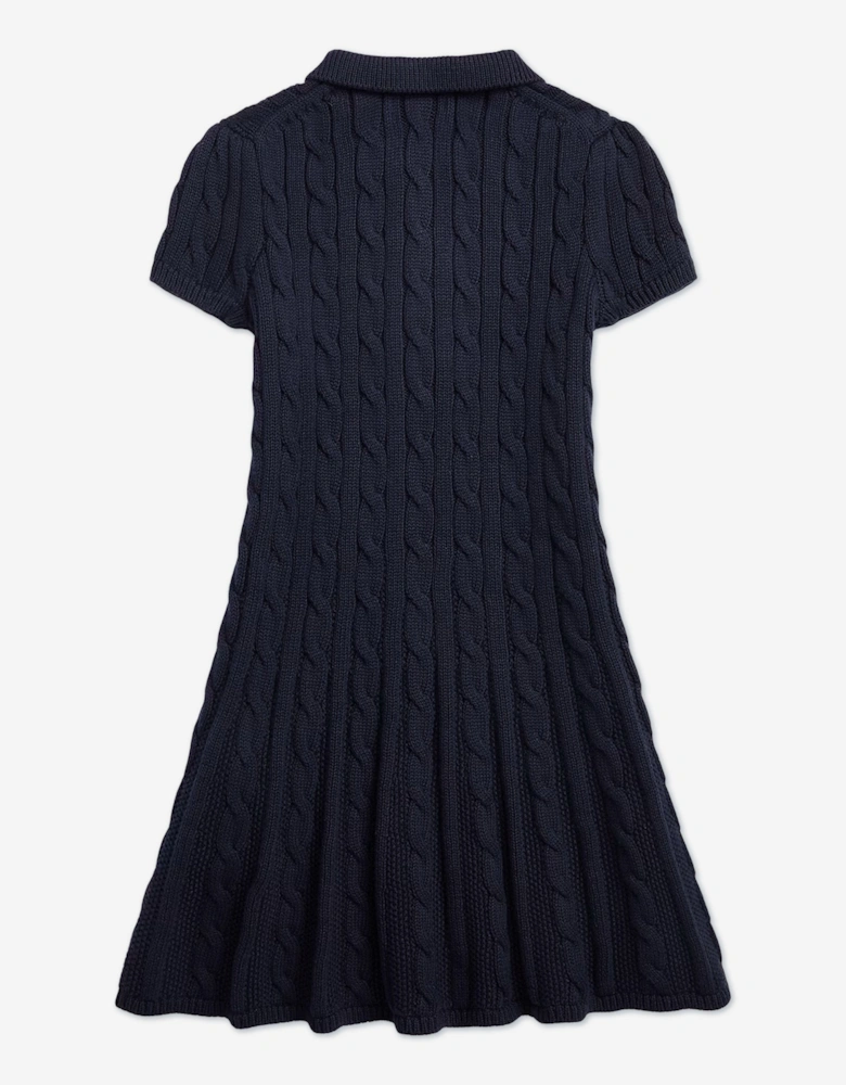 Girls Classic Cable Day Dress in Navy