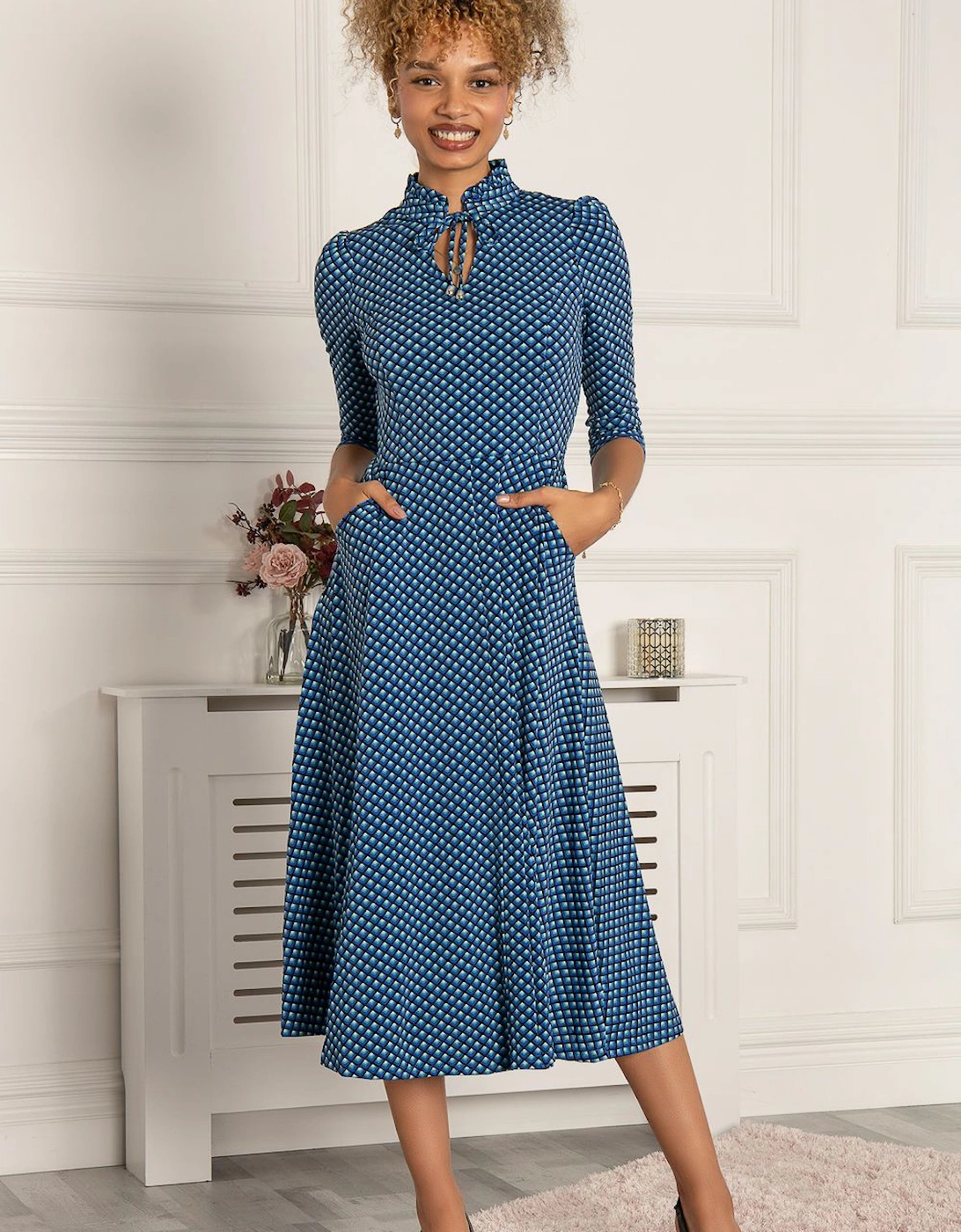 Jennifer Tie Neck Midi Dress, 2 of 1