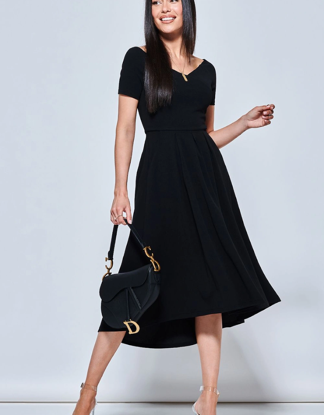Off The Shoulder Dip Hem Dress, 2 of 1