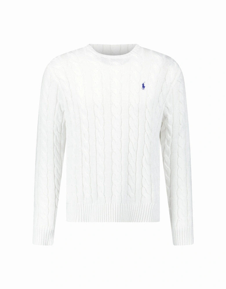 Cable Knit Sweater in White