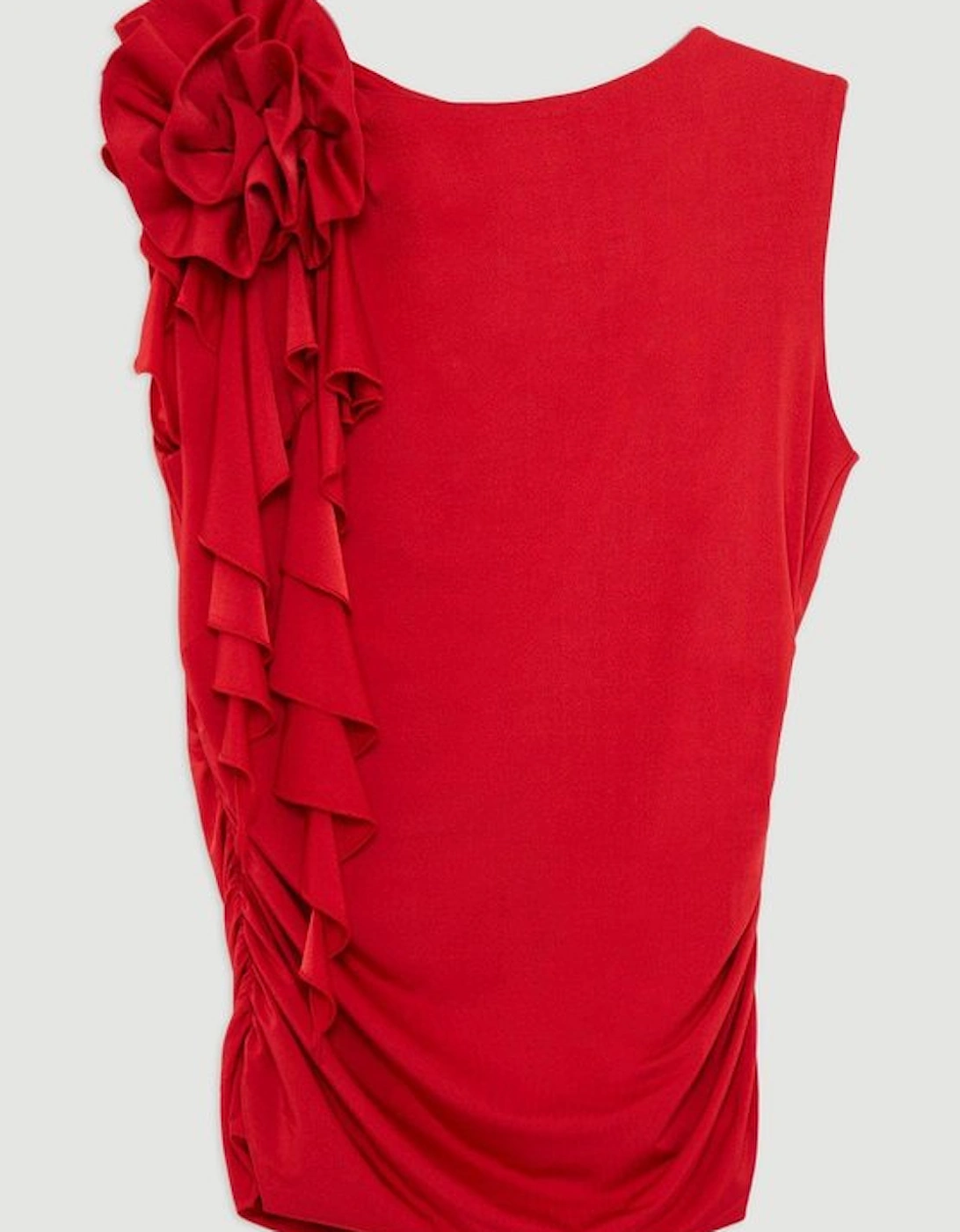 Dramatic Rosette Slinky Jersey Top