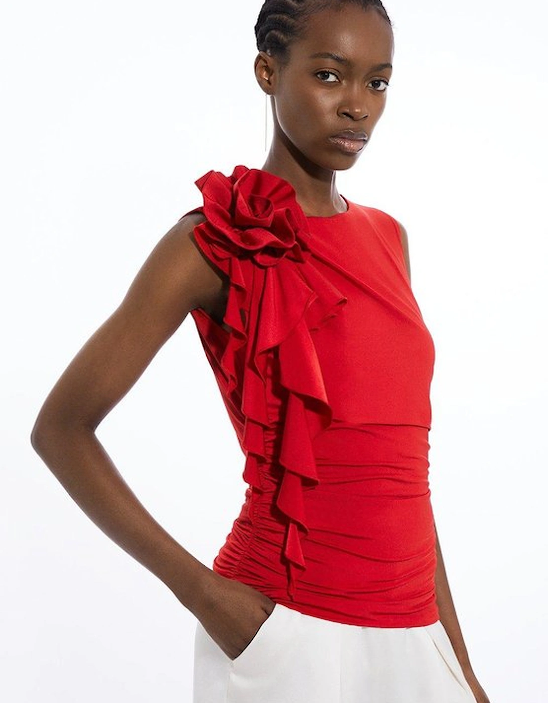 Dramatic Rosette Slinky Jersey Top, 5 of 4
