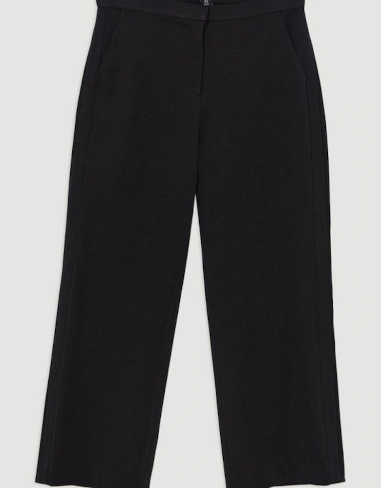 Compact Stretch Tailored High Waisted Slim Leg Trousers
