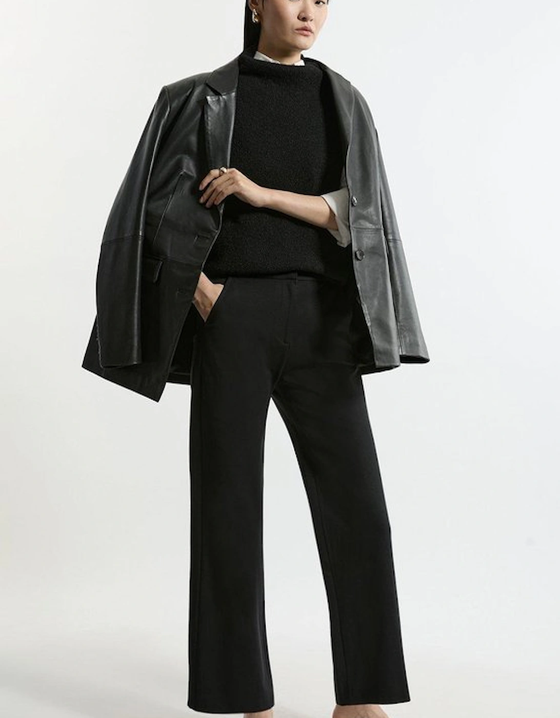 Compact Stretch Tailored High Waisted Slim Leg Trousers, 5 of 4