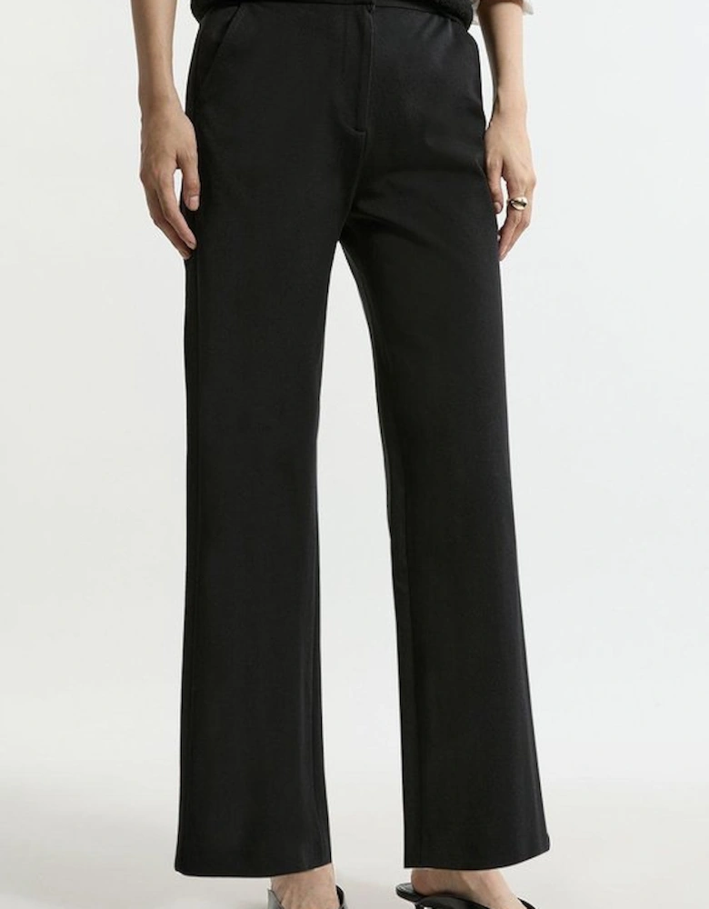 Compact Stretch Tailored High Waisted Slim Leg Trousers