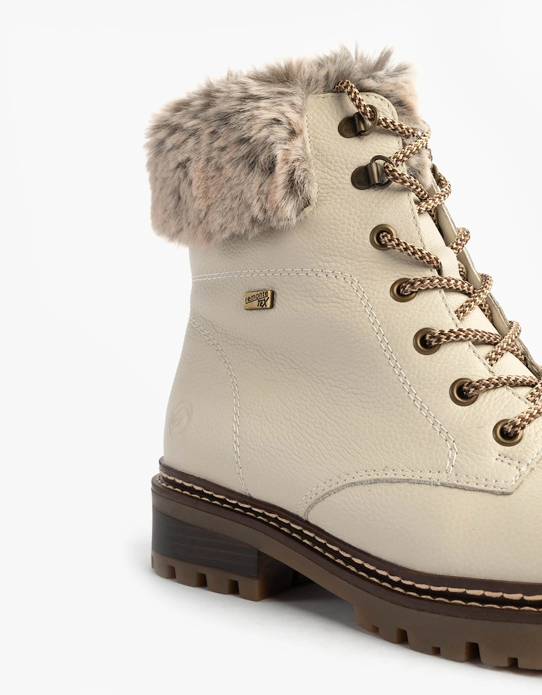 D0B74-80 Womens Faux Fur Collar Side Zip Boots White