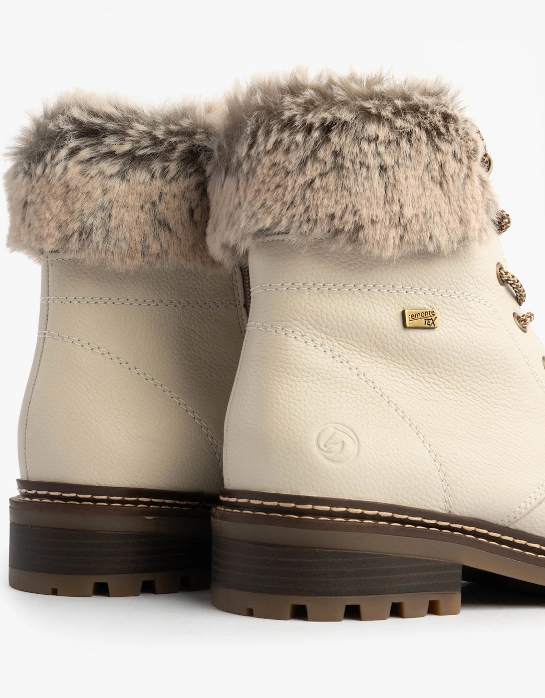 D0B74-80 Womens Faux Fur Collar Side Zip Boots White