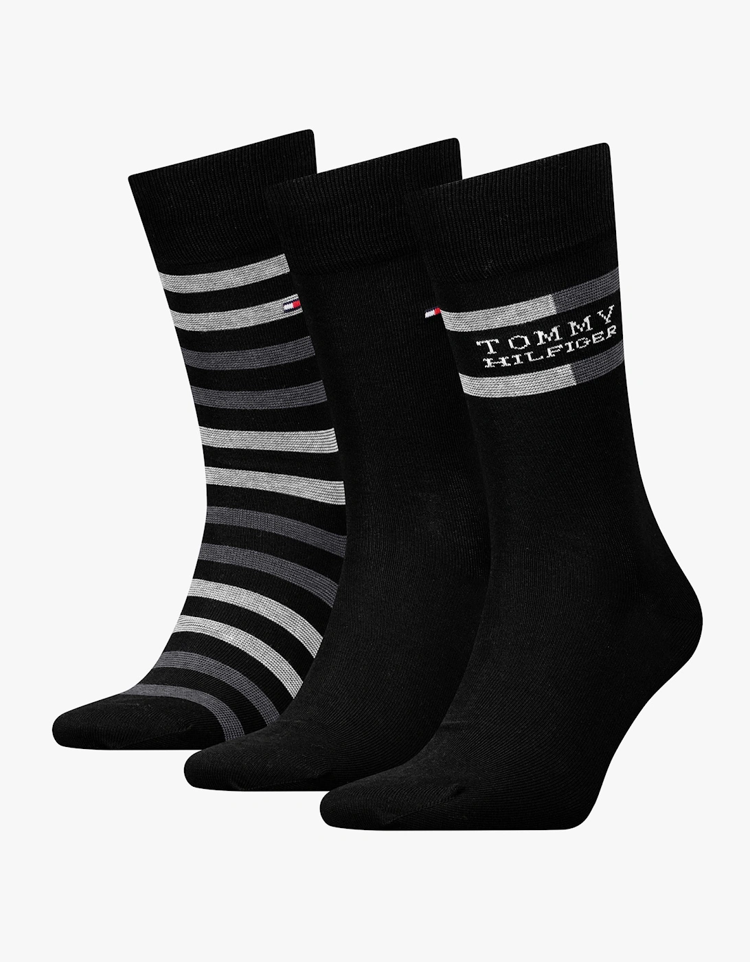 3 Pack Giftbox Tommy Stripe Mens Socks Black, 3 of 2