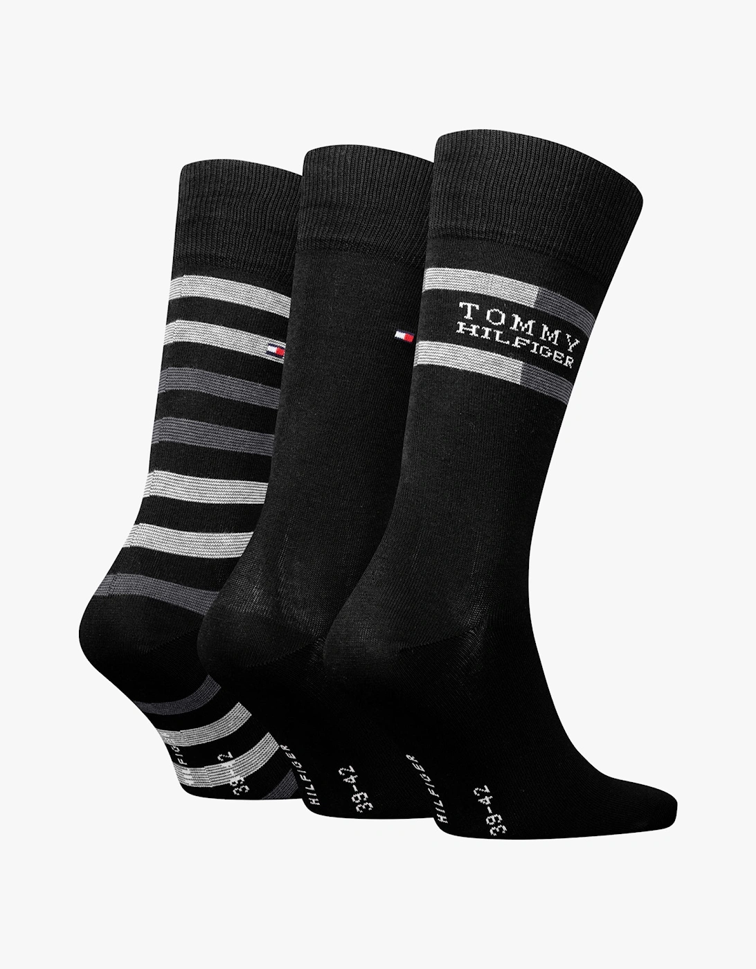 3 Pack Giftbox Tommy Stripe Mens Socks Black