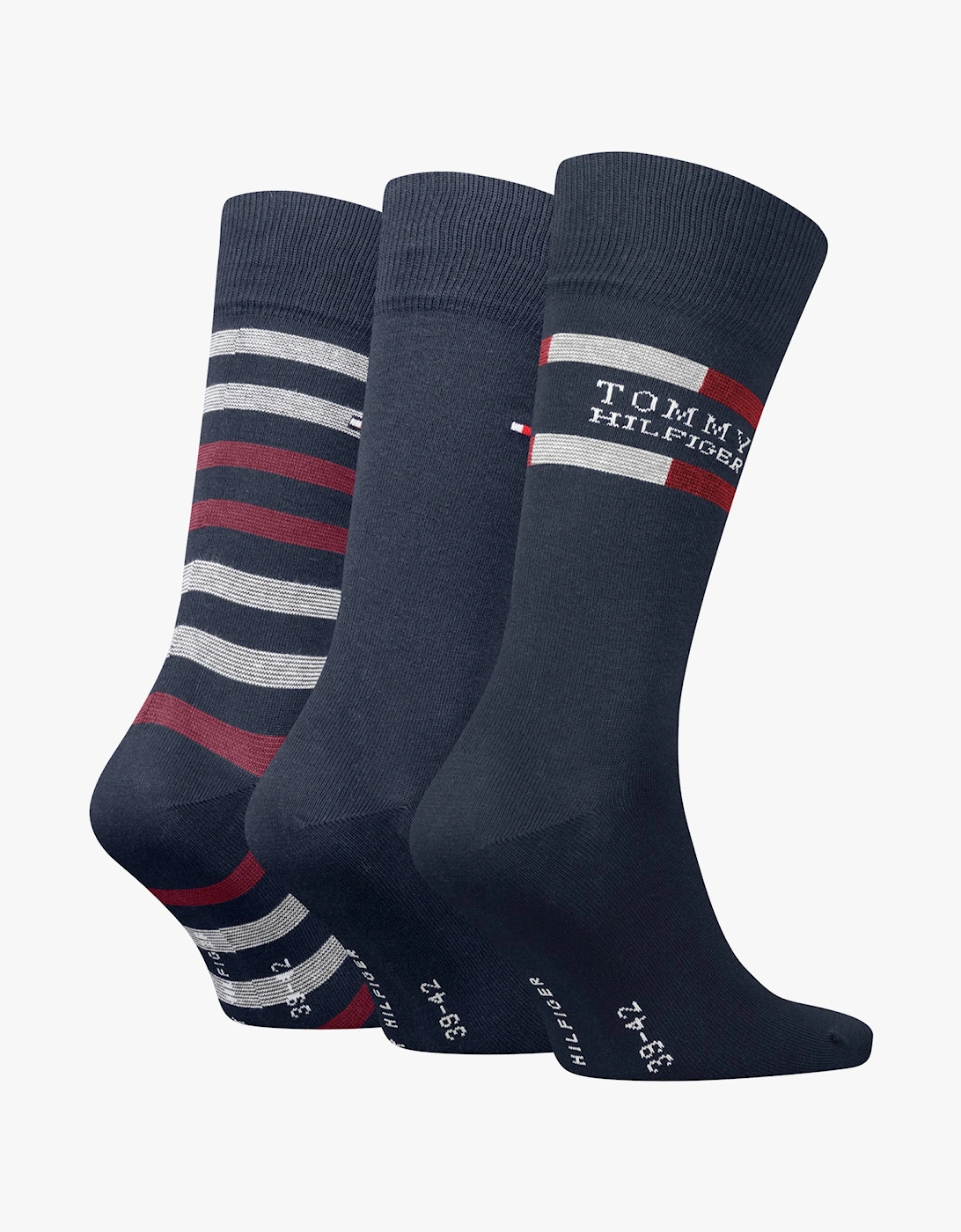 3 Pack Giftbox Tommy Stripe Mens Socks Navy