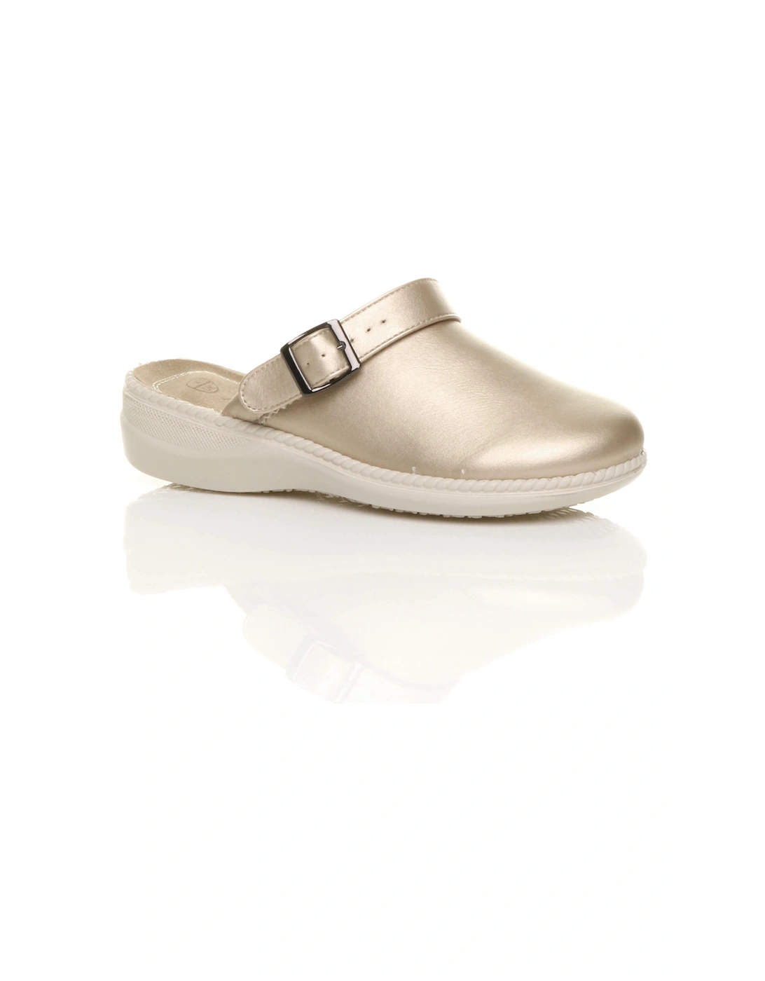 Low Wedge Heel Slingback Clogs Faux Leather Mules, 2 of 1
