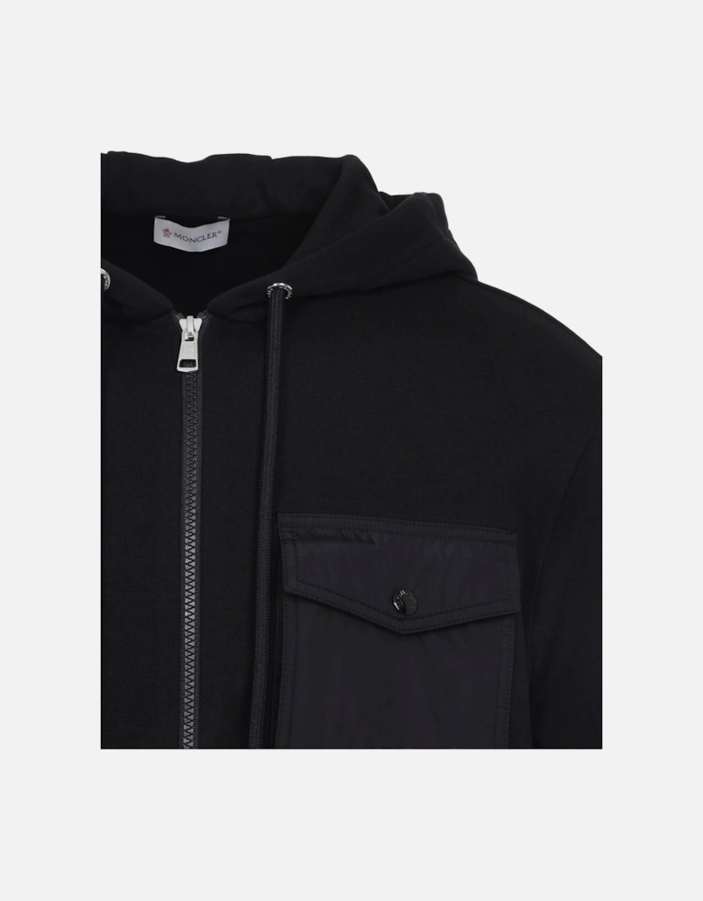 Zip Pocket Detail Hooded Top Black
