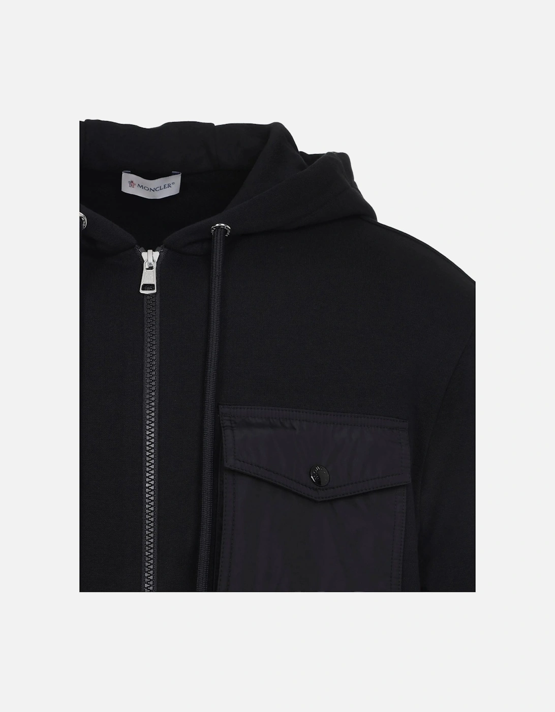 Zip Pocket Detail Hooded Top Black