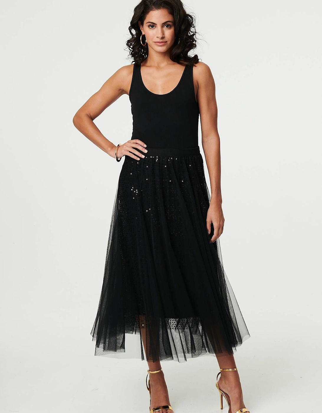 Embellished Mesh Layer Midi Skirt, 2 of 1