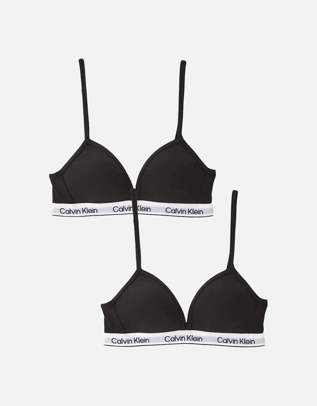 Girls 2-Pack Modern Cotton Triangle Bras, Black