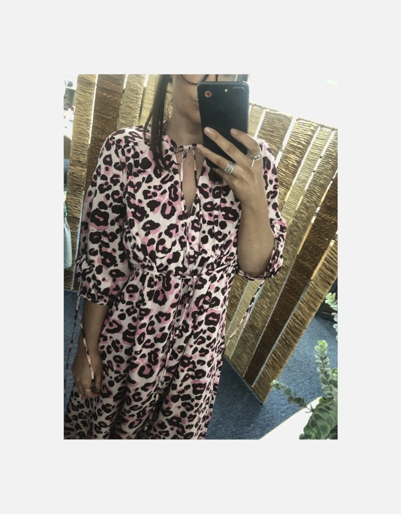 Silk Blend Animal Print Maxi Dress