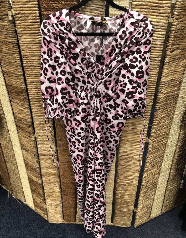 Silk Blend Animal Print Maxi Dress