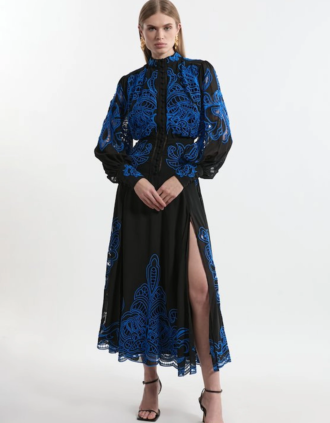 Tall Cut Work Embroidered Woven Maxi Dress, 4 of 3