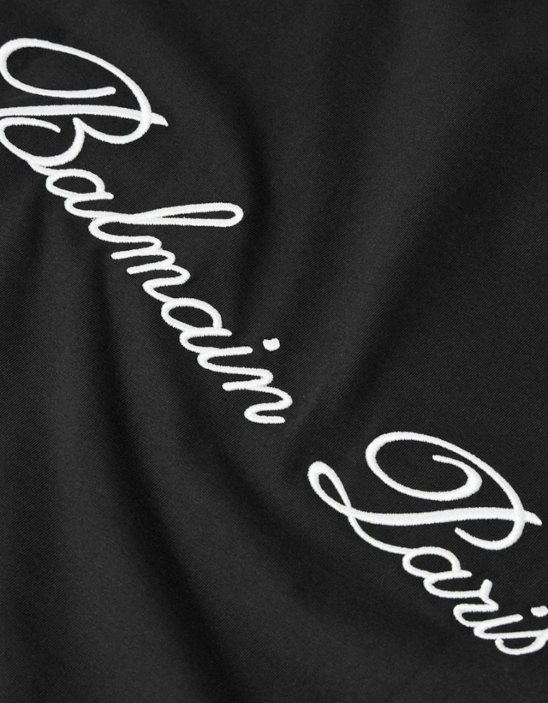 Logo Embroidered Loose Fit T-Shirt in Black