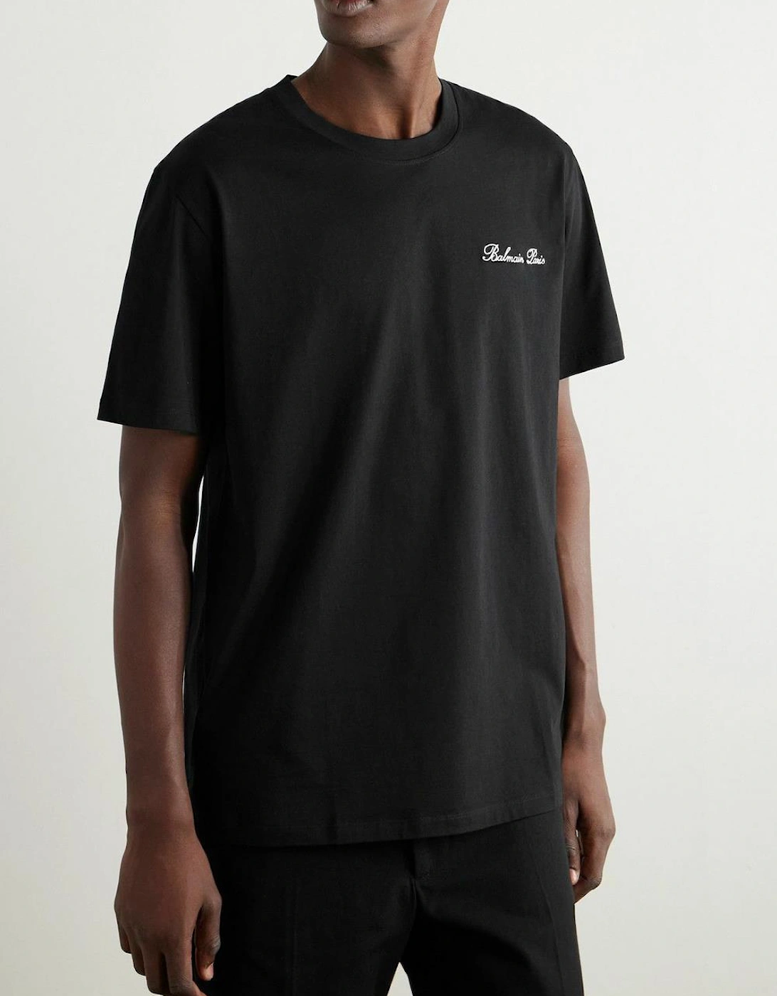 Logo Embroidered Loose Fit T-Shirt in Black