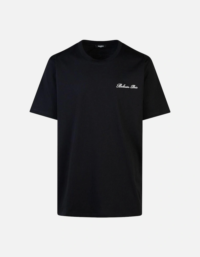 Logo Embroidered Loose Fit T-Shirt in Black