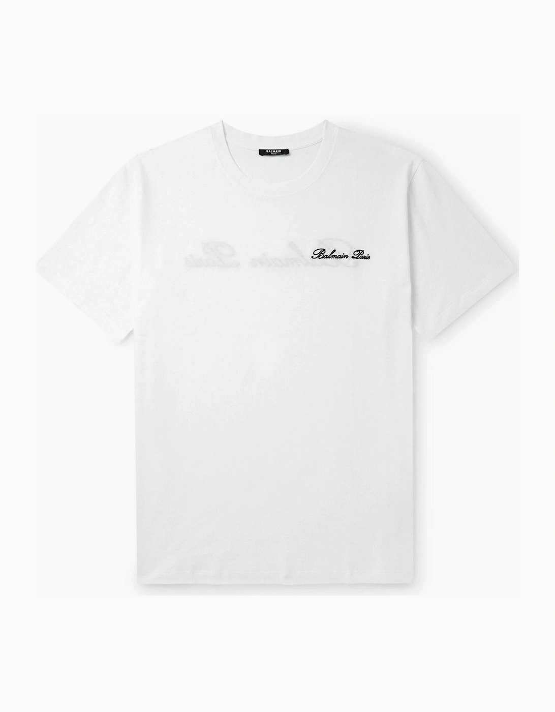Balmain Men's Balmain Logo Embroidered Loose Fit T-Shirt in White