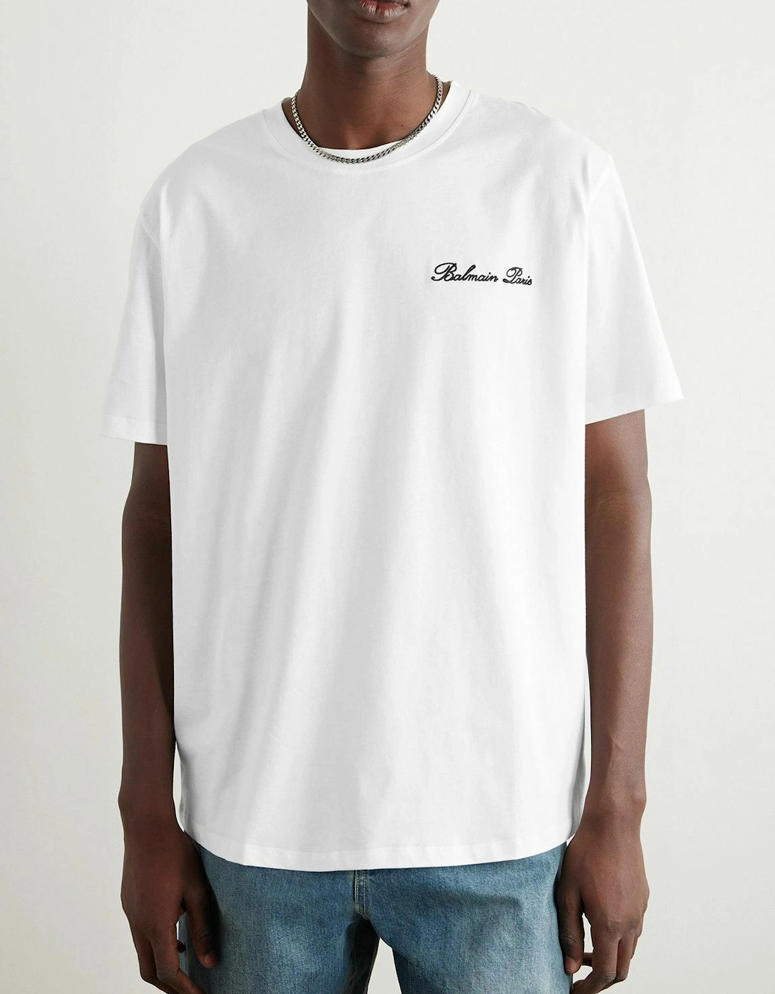 Logo Embroidered Loose Fit T-Shirt in White