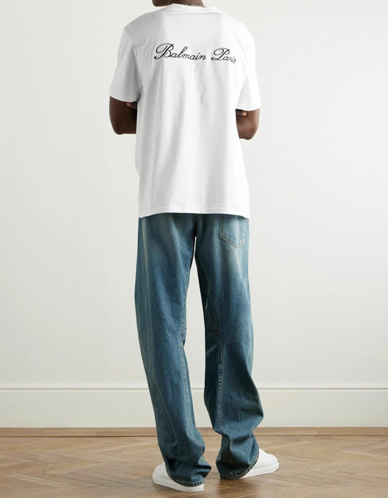 Logo Embroidered Loose Fit T-Shirt in White
