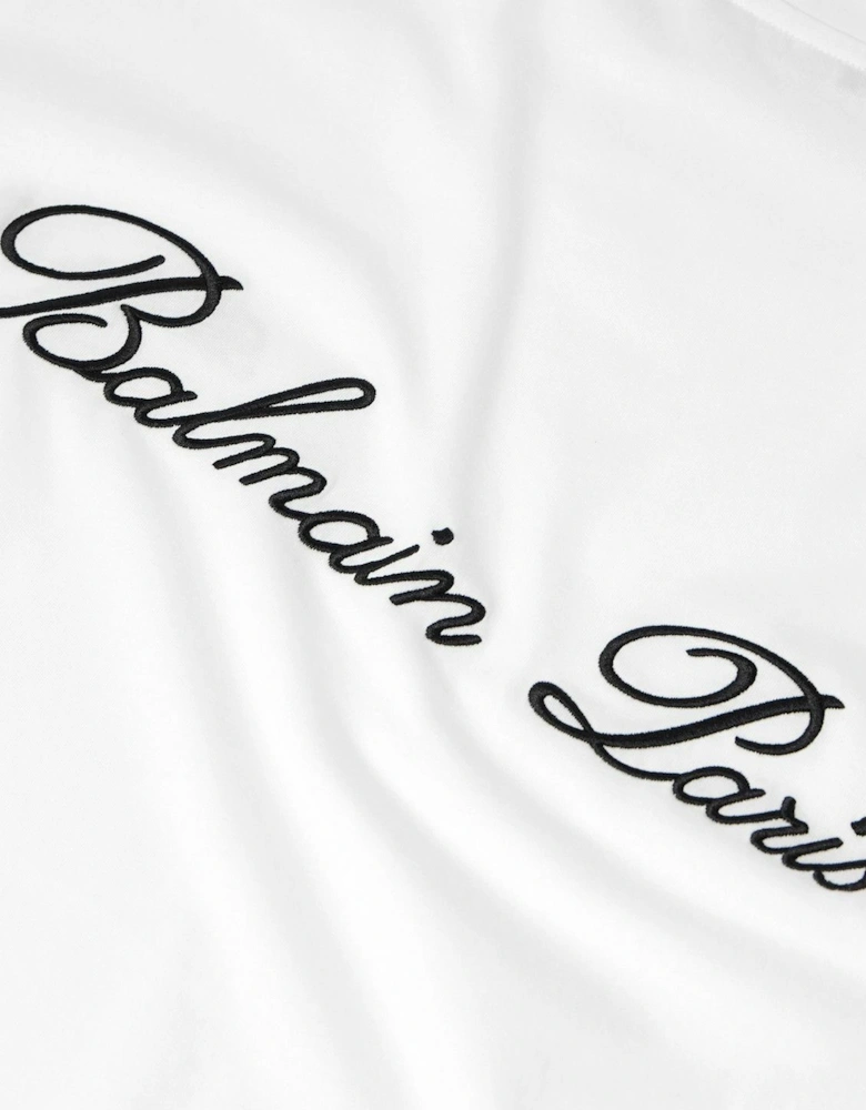 Logo Embroidered Loose Fit T-Shirt in White