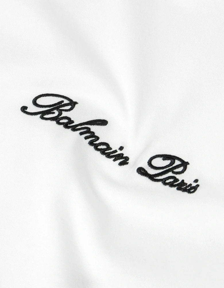 Logo Embroidered Loose Fit T-Shirt in White