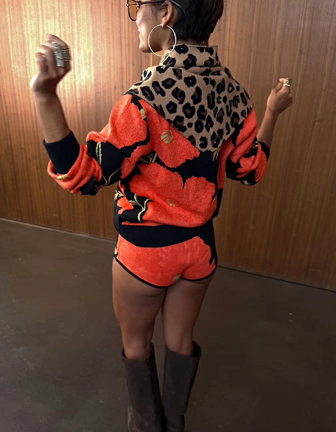 Leopard knit bandana