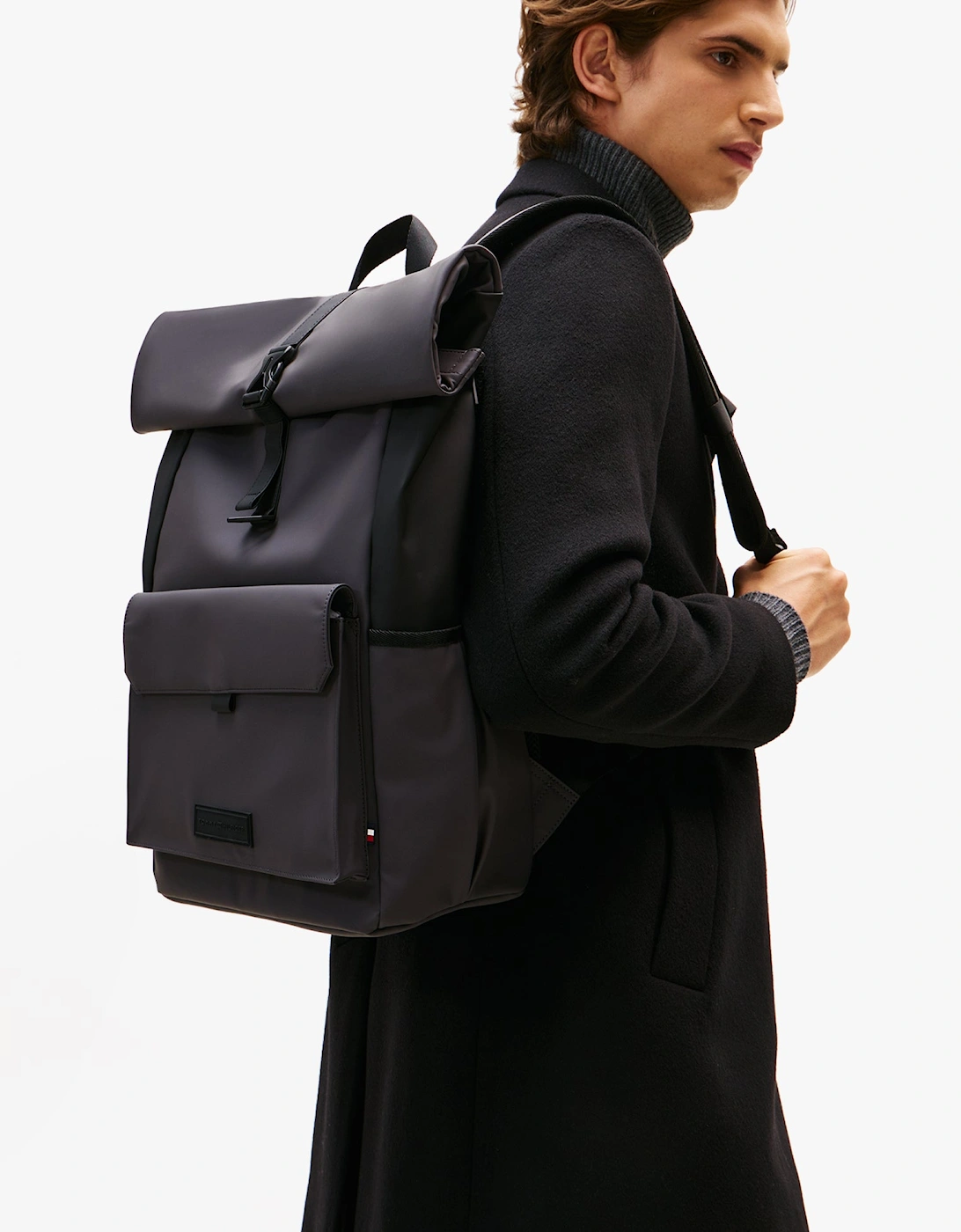 Mens Roll Top Backpack Charcoal Gray