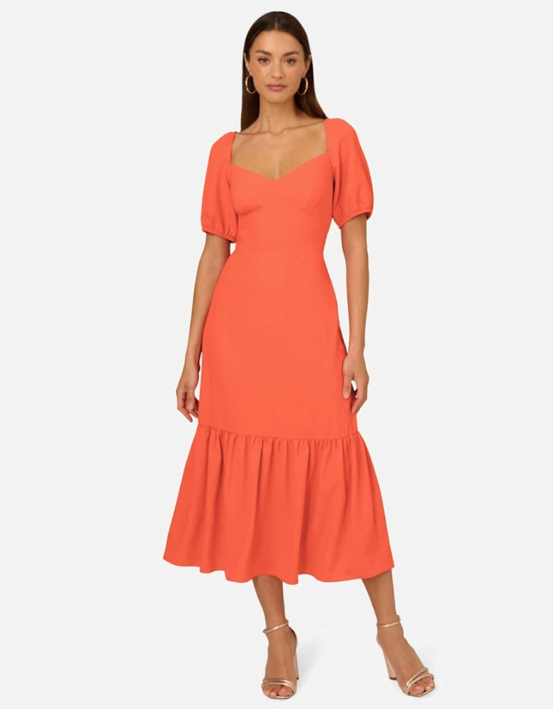 Puff Sleeve Midi Dress