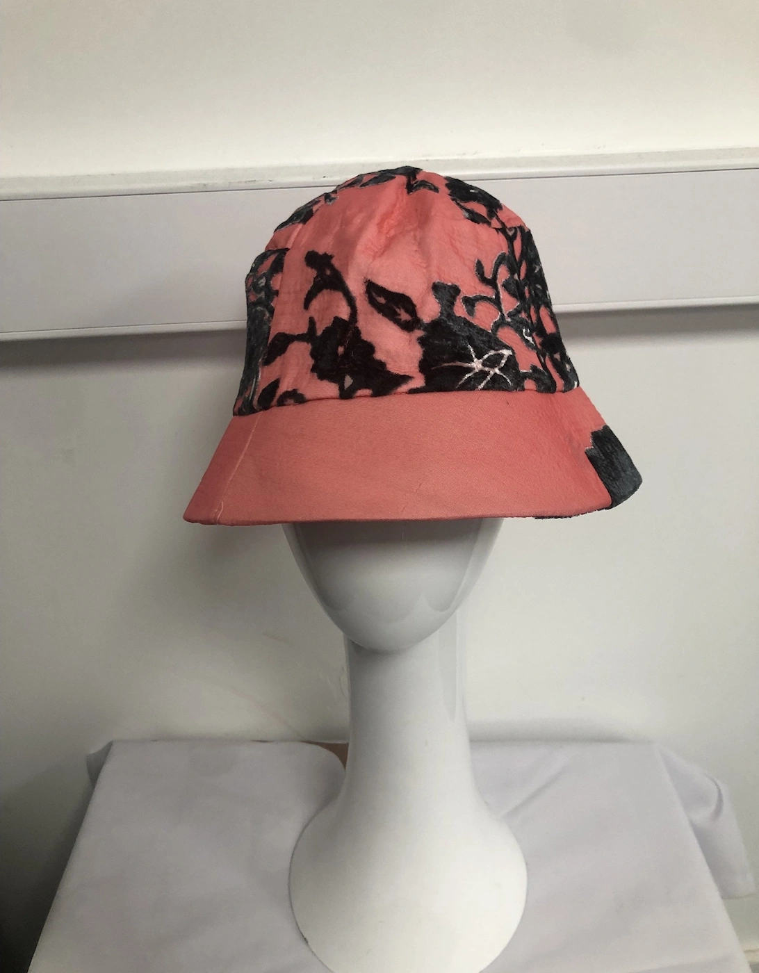 Pink Hand Painted Silk Devore Hat, 2 of 1