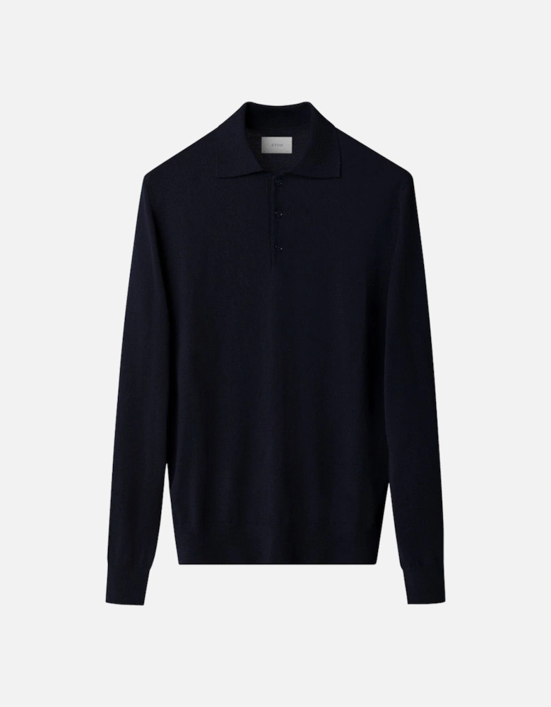 Fine Knit Merino Polo Shirt 28 Navy