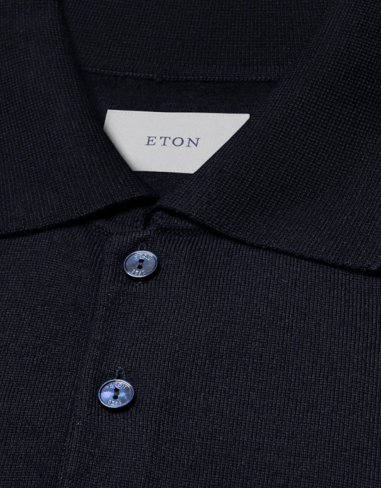 Fine Knit Merino Polo Shirt 28 Navy