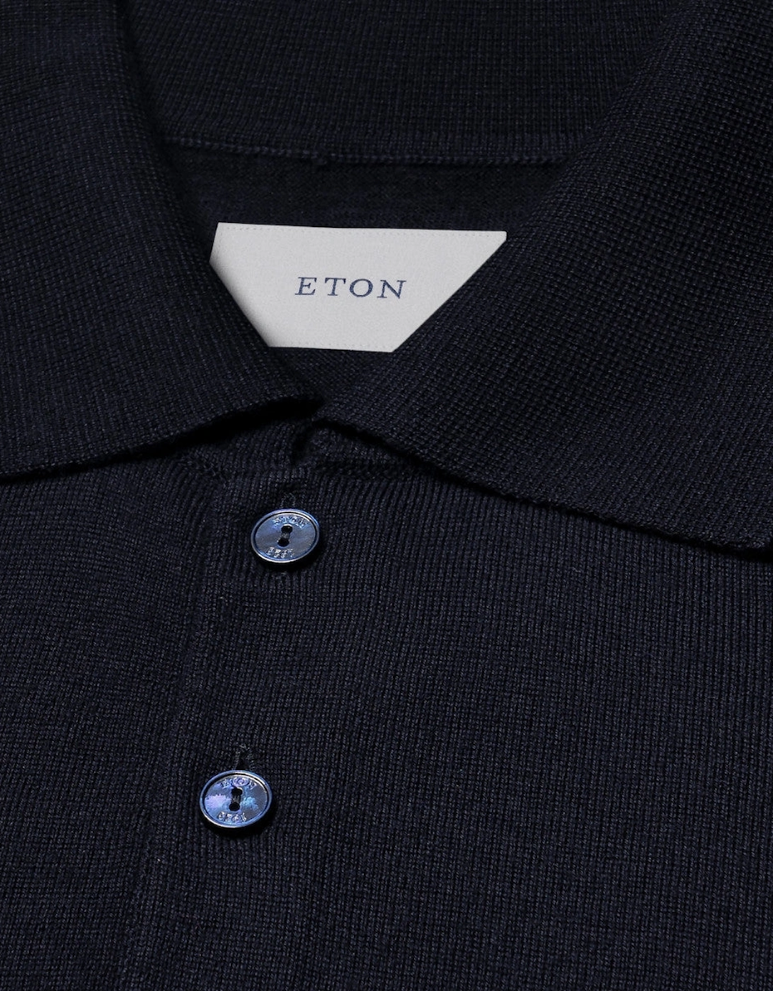 Fine Knit Merino Polo Shirt 28 Navy