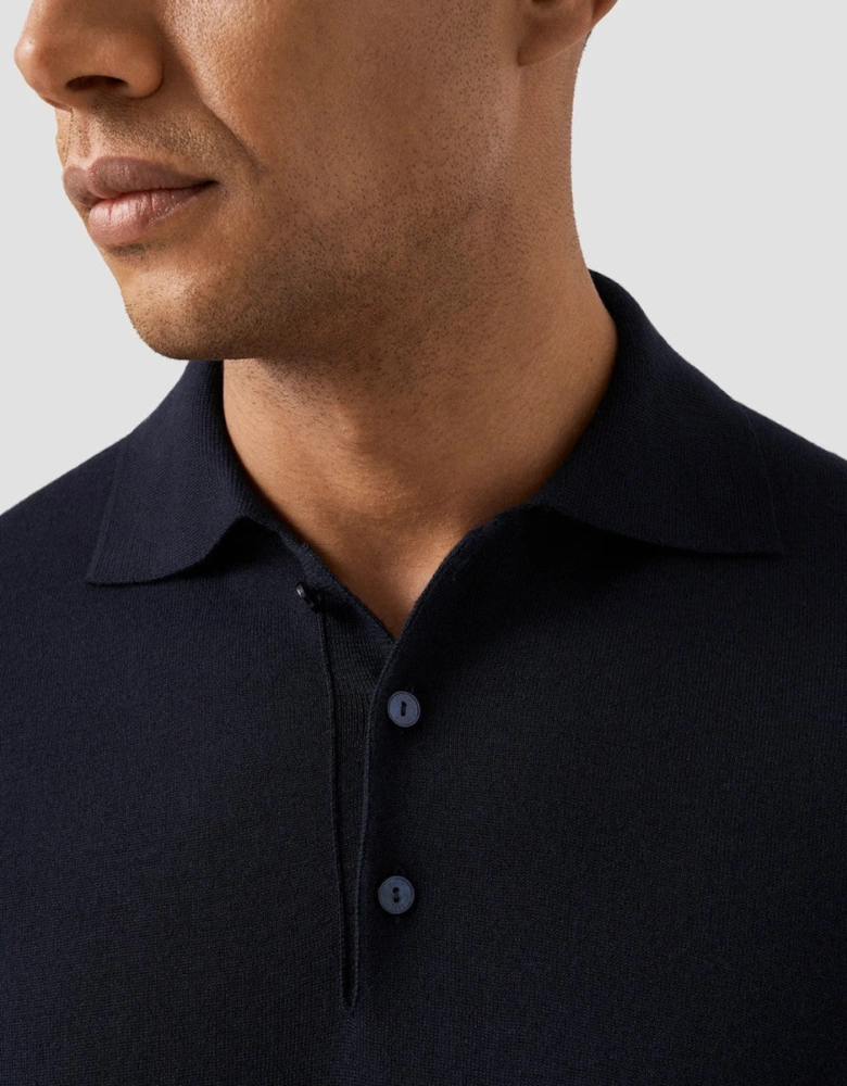 Fine Knit Merino Polo Shirt 28 Navy