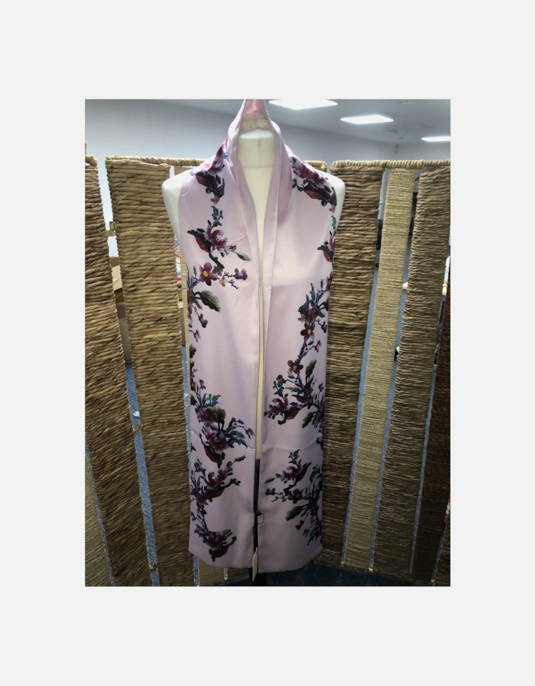 Pink Silk Pink Blend Floral Long Scarf