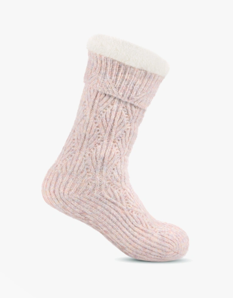 TEXTURE SLIPPER SOCKS Womens Socks Pink Mix