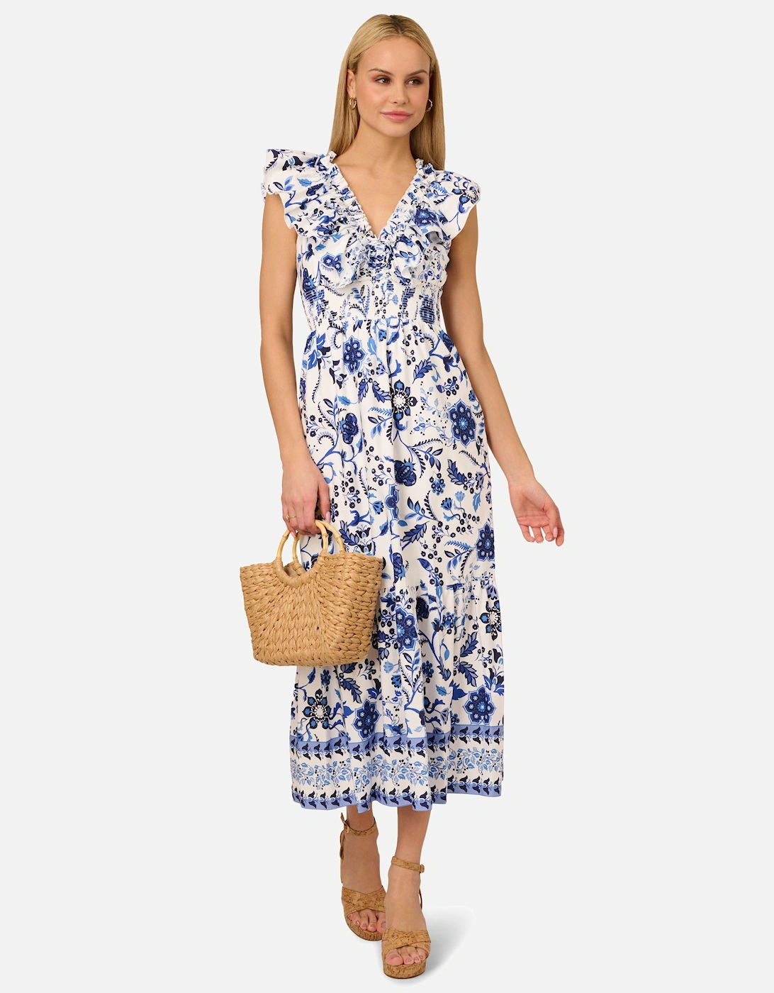 Printed Ruffle Midi Dress, 2 of 1