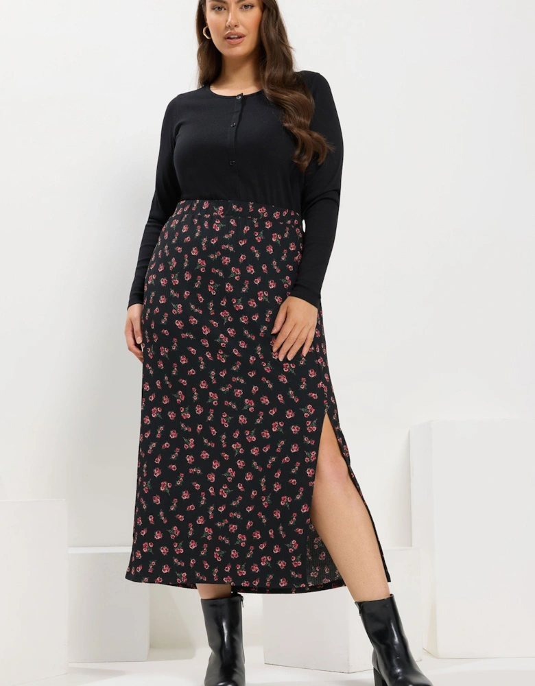 Rose Textured Midi Skirt