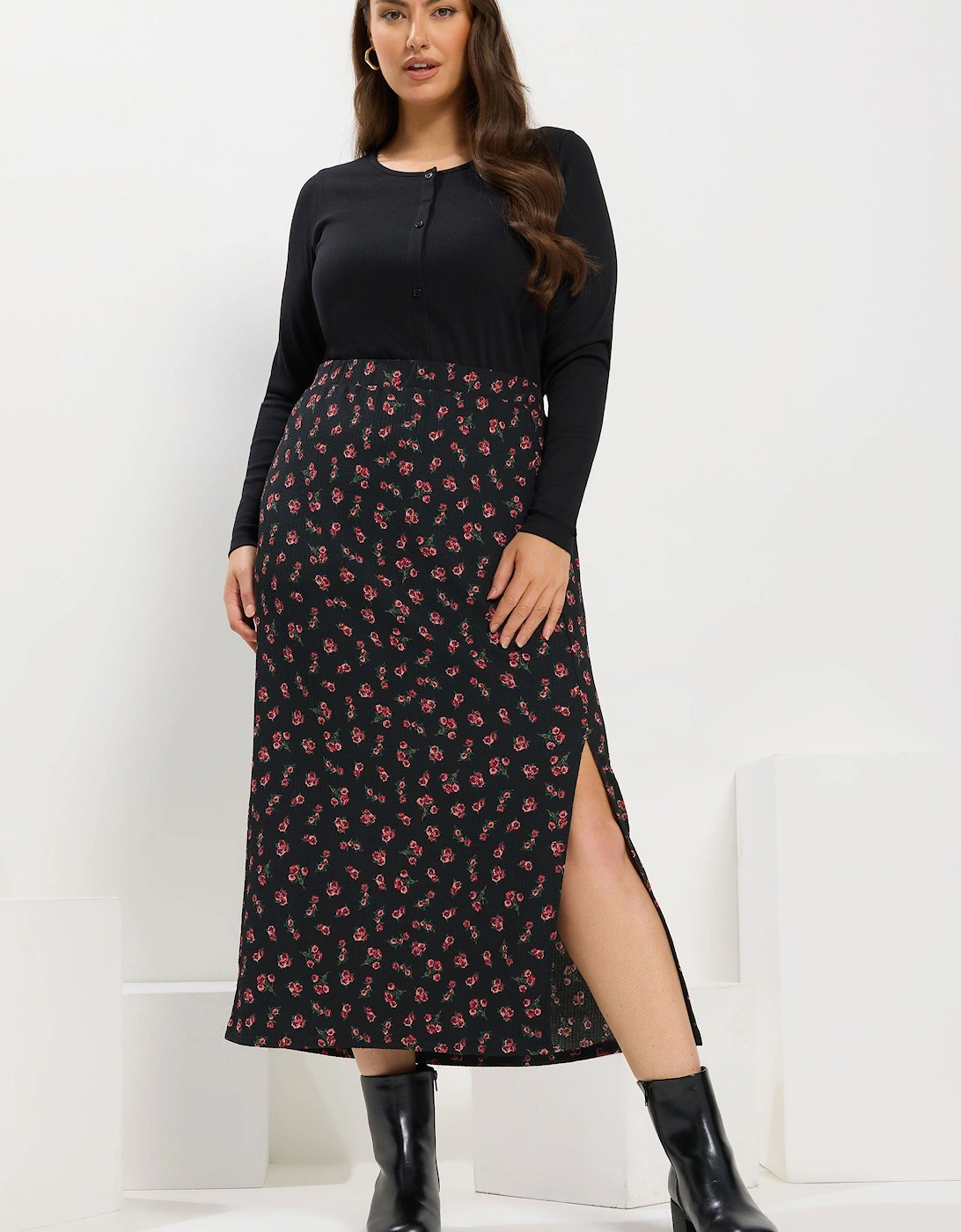 Rose Textured Midi Skirt, 2 of 1