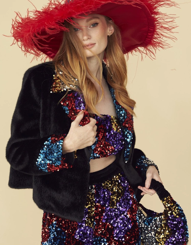 Black Sequin and Velvet Bag