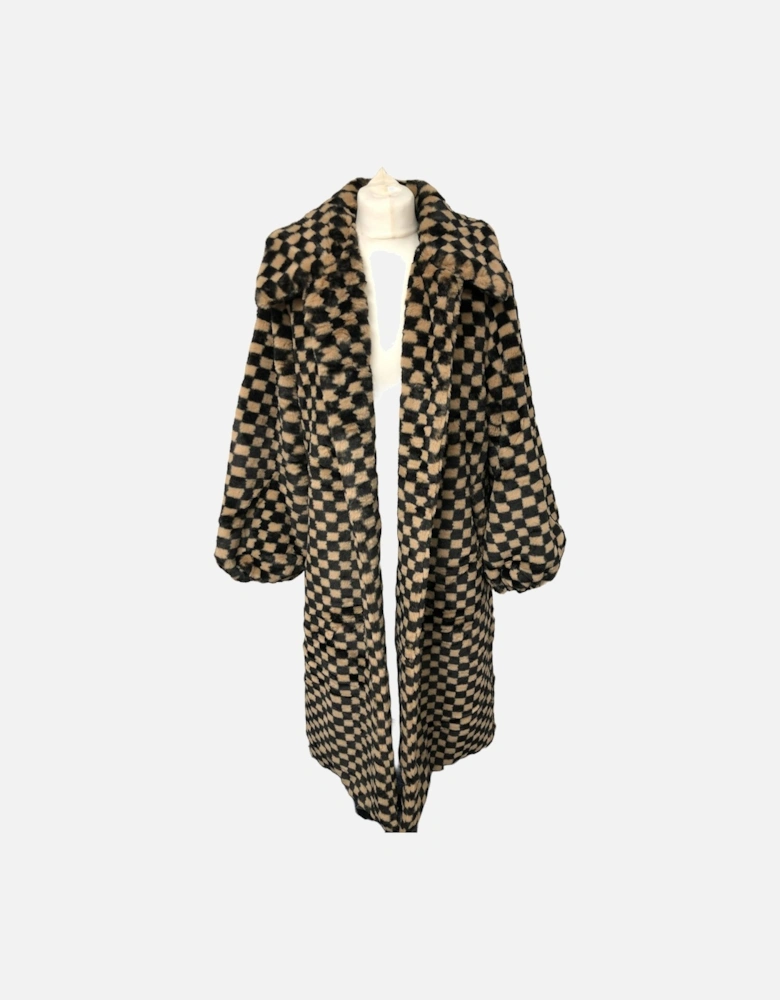 Faux Fur Animal Print Maxi Coat