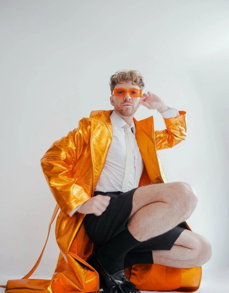 The Metallic Orange Faux Leather Luke Trench Coat