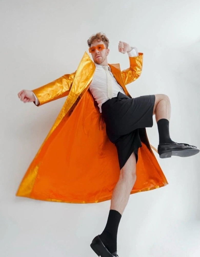 The Metallic Orange Faux Leather Luke Trench Coat