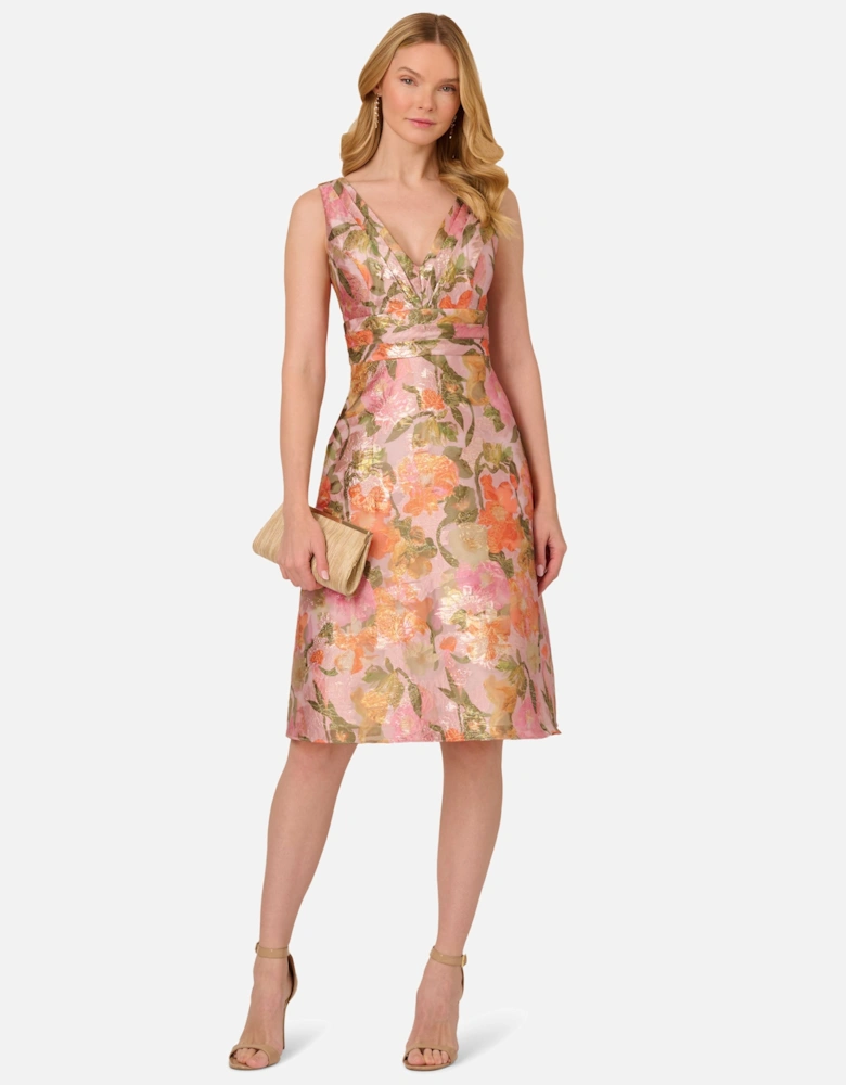 Floral Jacquard Midi Dress