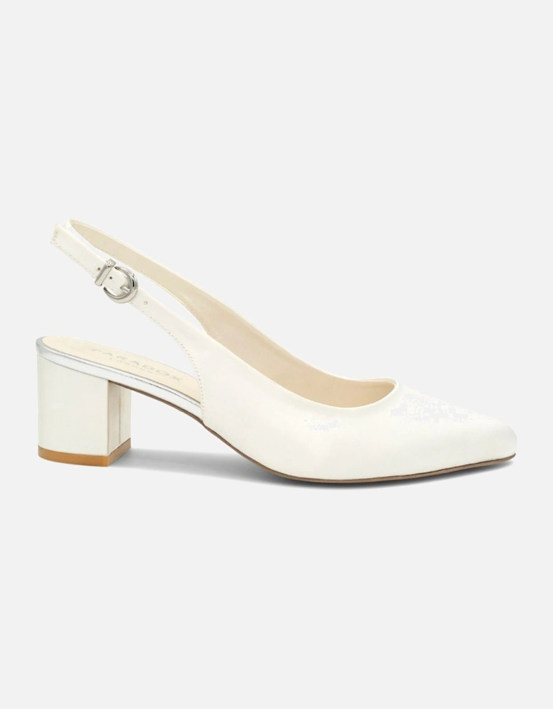 Dyeable Satin 'Andirenne' Mid Block Heel Sling Back Court Shoes